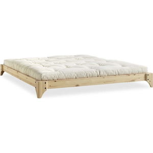 Dvoulůžková postel z borovicového dřeva s matrací Karup Design Elan Double Latex Natural Clear/Natural, 160 x 200 cm