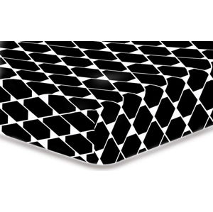 Černé elastické prostěradlo z mikrovlákna DecoKing Rhombuses, 220 x 240 cm