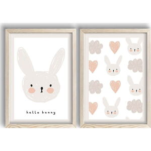 Dětské obrázky v sadě 2 ks 53x78 cm Hello Bunny – Wallity