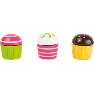 Sada 3 dětských dřevěných hraček ve tvaru cupcaků Legler Cupcakes