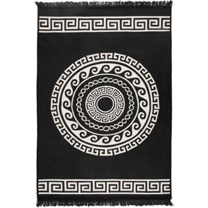 Béžovo-černý oboustranný koberec Mandala, 140 x 215 cm