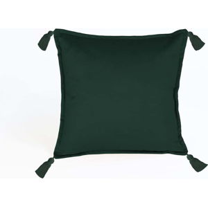 Tmavě zelený sametový polštář Velvet Atelier Borlas, 45 x 45 cm