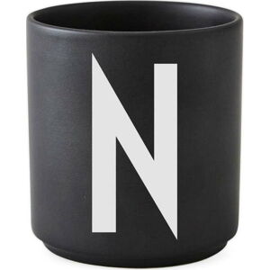 Černý porcelánový šálek Design Letters Alphabet N 250 ml