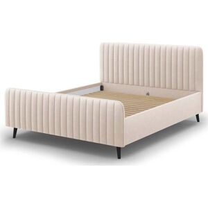 Béžová čalouněná dvoulůžková postel s roštem 180x200 cm Lily - Micadoni Home