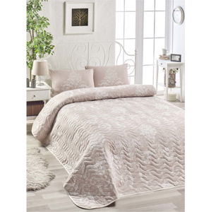 Set přehozu přes postel a povlaku na polštář s příměsí bavlny Kralice Mink, 160 x 220 cm