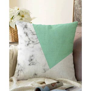 Zeleno-šedý povlak na polštář s příměsí bavlny Minimalist Cushion Covers Marble, 55 x 55 cm