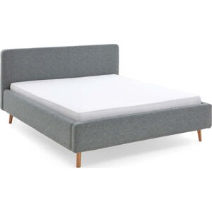 Modro-šedá čalouněná dvoulůžková postel s úložným prostorem s roštem 160x200 cm Mattis – Meise Möbel