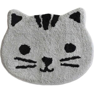 Šedá bavlněná koupelnová předložka Mr. Fox Grey Cat, 53 x 47 cm