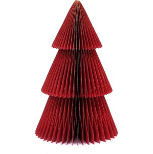 Třpytivě červená papírová vánoční ozdoba ve tvaru stromu Only Natural, výška 22,5 cm