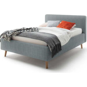 Modro-šedá čalouněná dvoulůžková postel s úložným prostorem s roštem 140x200 cm Mattis – Meise Möbel