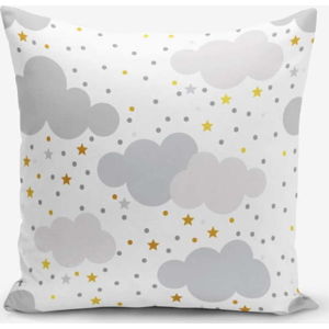 Povlak na polštář s příměsí bavlny Minimalist Cushion Covers Grey Clouds With Points Stars, 45 x 45 cm