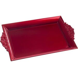 Červený obdélníkový servírovací tác s madly Unimasa, 32 x 20 cm