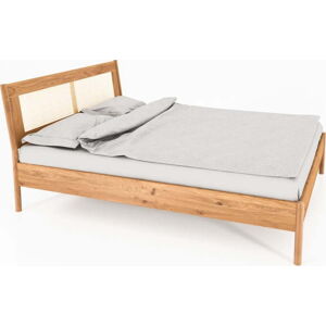 Dvoulůžková postel z dubového dřeva s ratanovým čelem 160x200 cm Pola - The Beds