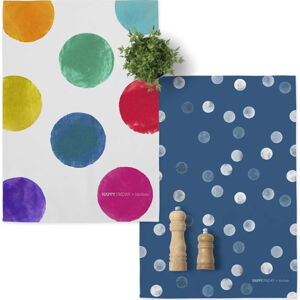 Sada 2 bavlněných kuchyňských utěrek Happy Friday Basic Confetti, 70 x 50 cm
