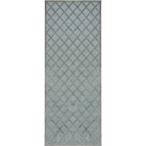 Šedo-modrý běhoun Mint Rugs Shine Karro, 80 x 250 cm