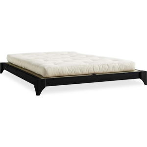 Dvoulůžková postel z borovicového dřeva s matrací a tatami Karup Design Elan Comfort Mat Black/Natural, 160 x 200 cm