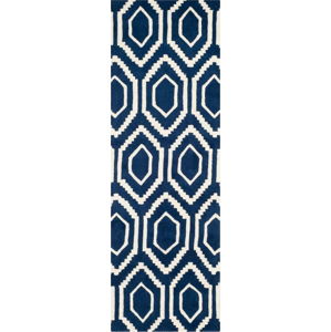 Vlněný koberec Safavieh Essex Navy, 213 x 68 cm