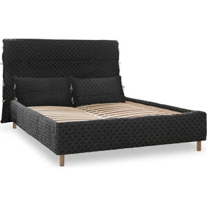 Černá čalouněná dvoulůžková postel s roštem 160x200 cm Sleepy Luna – Miuform