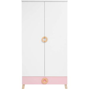 Růžovo-bílá šatní skříň KICOTI Circle
