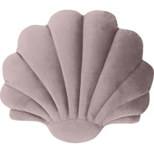 Růžový sametový dekorativní polštář Westwing Collection Shell, 28 x 30 cm