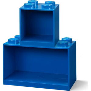 Sada 2 dětských modrých nástěnných polic LEGO® Brick