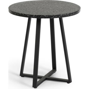 Černý zahradní stůl s deskou z kamene Kave Home Tella, ø 70 cm