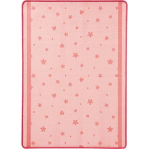 Dětský růžový koberec Zala Living Stars & Hearts, 100 x 140 cm
