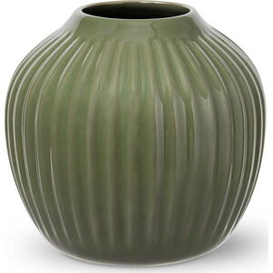Tmavě zelená kameninová váza Kähler Design, výška 13 cm