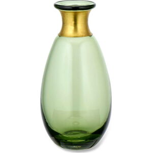 Zelená skleněná váza Nkuku Miza, výška 14 cm