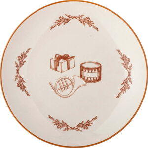 Bílý dezertní talíř s vánočním motivem z kameniny ø 20,5 cm Beth – Bloomingville