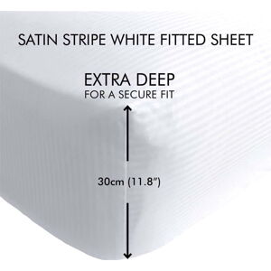 Bílé napínací prostěradlo 135x190 cm Satin Stripe - Catherine Lansfield
