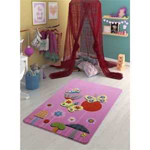 Dětský růžový koberec Confetti Butterfly Effect, 100 x 150 cm
