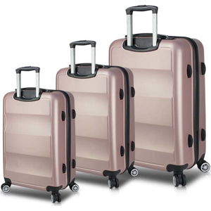 Sada 3 růžových cestovních kufrů na kolečkách s USB porty My Valice LASSO Travel Set