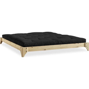 Dvoulůžková postel z borovicového dřeva s matrací Karup Design Elan Double Latex Natural Clear/Black, 180 x 200 cm