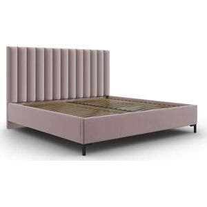Světle růžová čalouněná dvoulůžková postel s úložným prostorem s roštem 160x200 cm Casey – Mazzini Beds