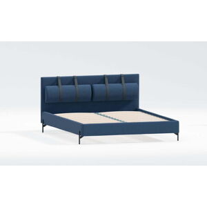 Tmavě modrá čalouněná dvoulůžková postel s roštem 200x200 cm Tulsa – Ropez
