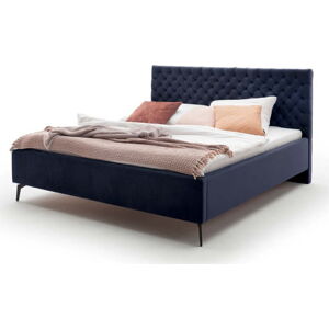 Tmavě modrá dvoulůžková postel s roštěm a úložným prostorem Meise Möbel La Maison, 160 x 200 cm