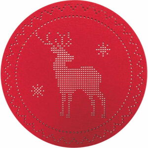 Sada 6 červených plstěných vánočních prostírání Villa d'Este Renna, ø 38 cm