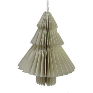 Světle šedá papírová vánoční ozdoba ve tvaru stromu Only Natural, délka 10 cm