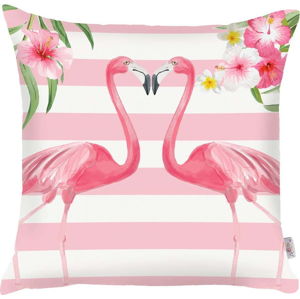 Růžový povlak na polštář Apolena Lovely Flamingos, 43 x 43 cm