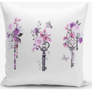 Povlak na polštář s příměsí bavlny Minimalist Cushion Covers Purple Key, 45 x 45 cm