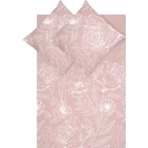 Růžové povlečení z bavlněného perkálu 200x200 cm Keno - Westwing Collection