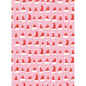 5 archů růžovo-červeného balícího papíru eleanor stuart Santa Hats, 50 x 70 cm