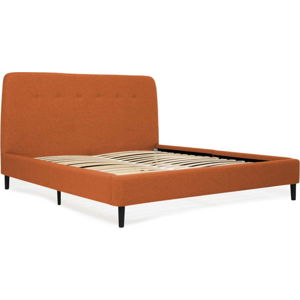 Oranžová dvoulůžková postel s černými nohami Vivonita Mae King Size, 180 x 200 cm