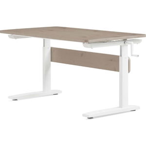 Hnědo -bílý psací stůl s nastavitelnou výškou Flexa