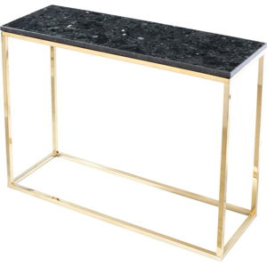 Černý žulový konzolový stolek s podnožím ve zlaté barvě, délka 100 cm