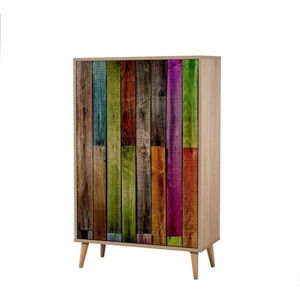 Dřevěná skříň Ananias Rainbow, výška 127 cm