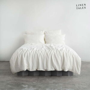 Bílé lněné prodloužené povlečení na jednolůžko 165x220 cm – Linen Tales