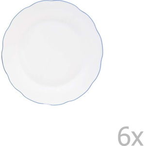 Sada 6 bílých porcelánových dezertních talířů Orion Blue Line, ⌀ 18 cm