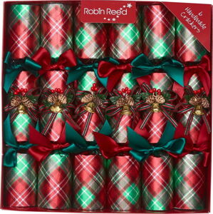 Sada 6 vánočních crackerů Robin Reed Tartan Bells